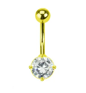 14G Neon Yellow CZ Belly Button Ring