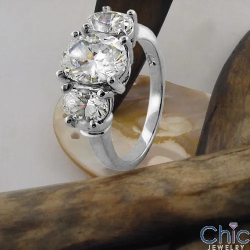 3 Stone 3.0 TCW OVAL Cubic Zirconia Cz Ring