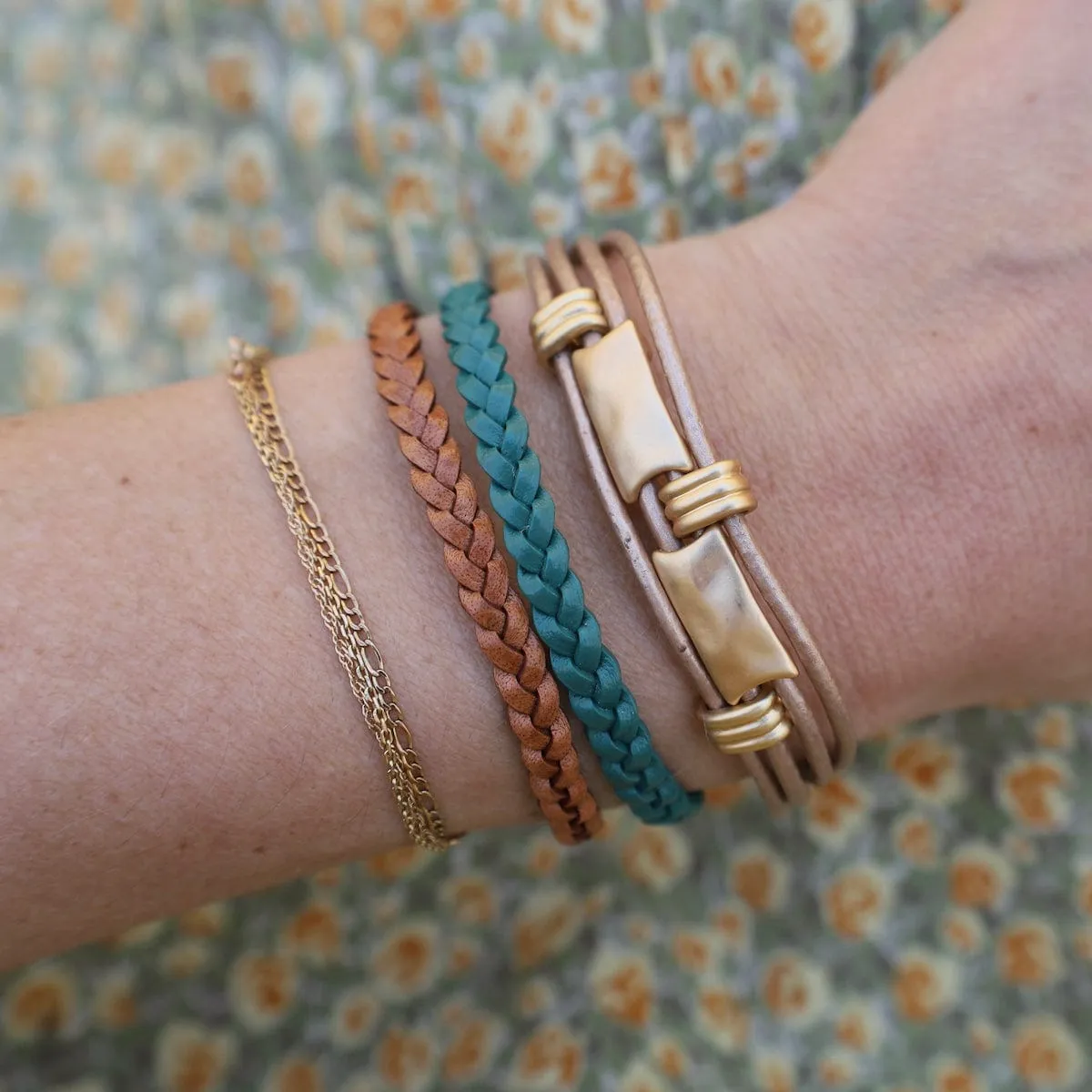Braided Tan Leather Bracelet