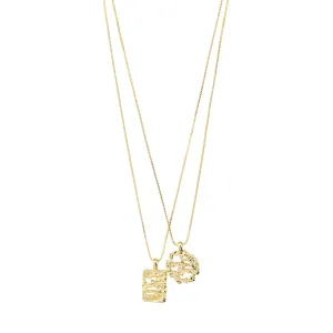 BRENDA recycled pendant necklace 2-in-1 set gold-plated