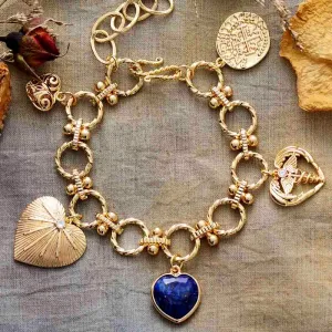 Chunky Chain and Heart Charms Bracelet