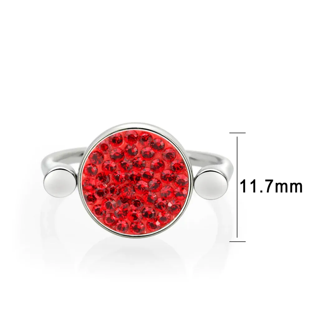 CJ385401 Wholesale Women's Stainless Steel Top Grade Crystal Round Red Ring