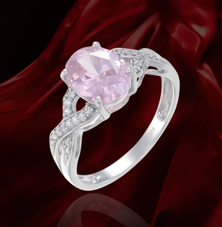 Elegant Pink Ring with Braided Band