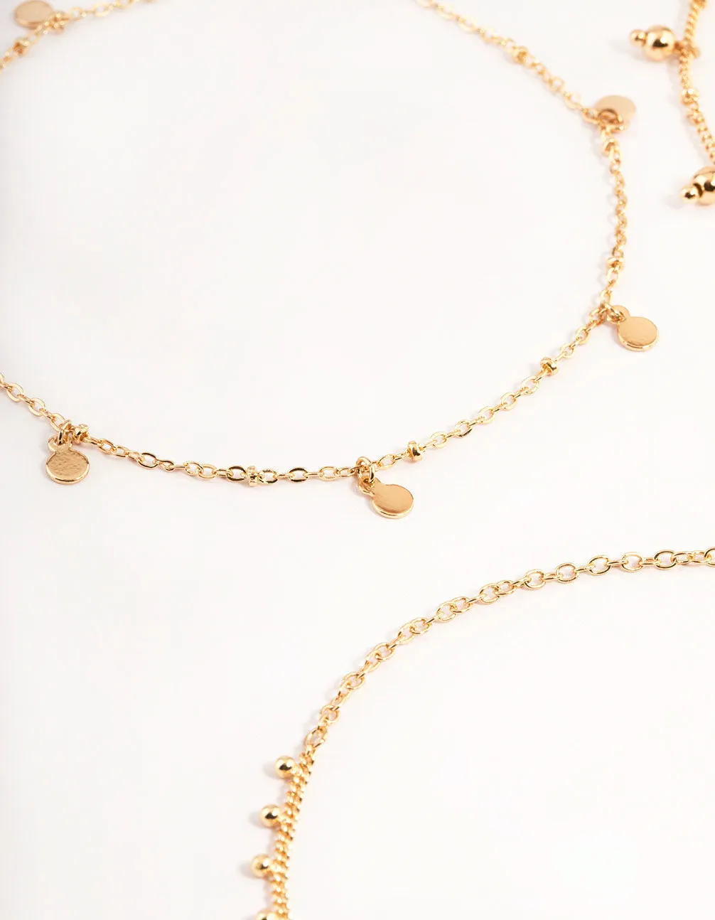 Gold Four Layer Ball Drop Anklet
