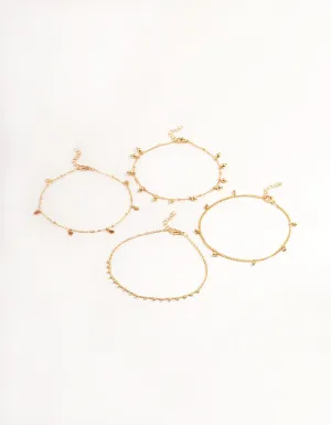Gold Four Layer Ball Drop Anklet