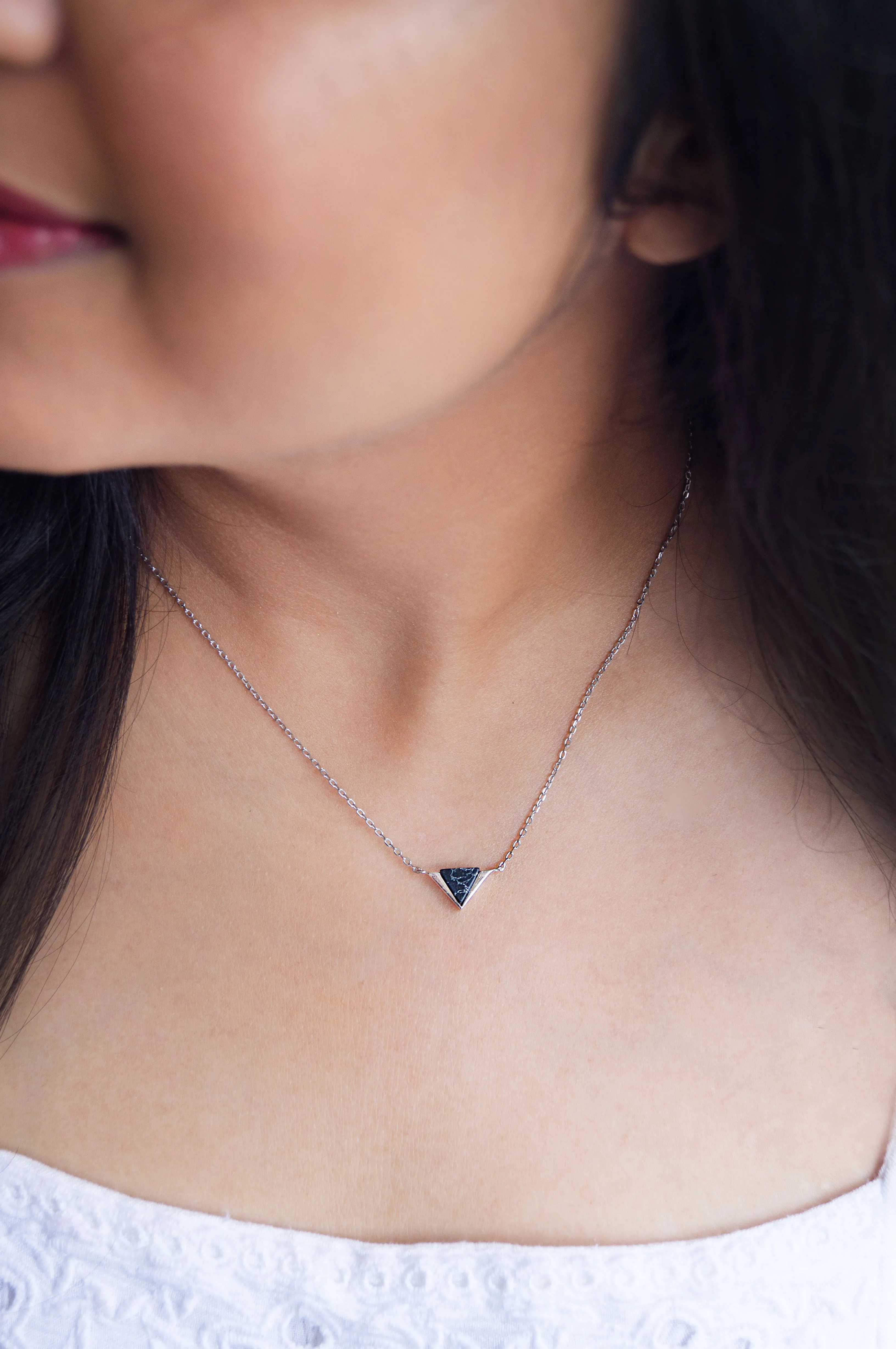 Minaret Triangle Sterling Silver Necklace Set