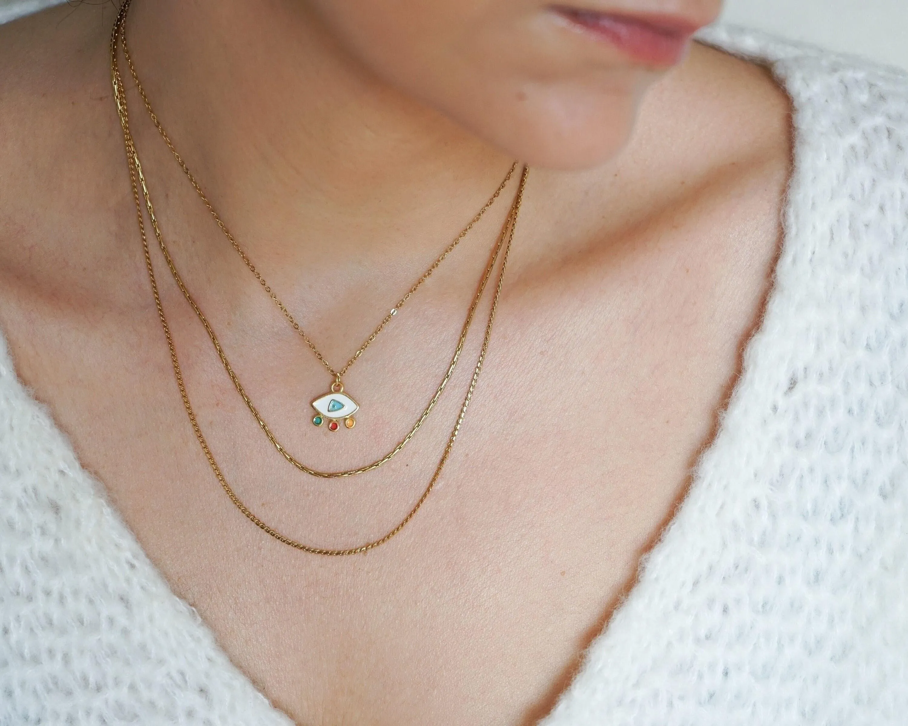 Mini Gold Evil Eye Necklace