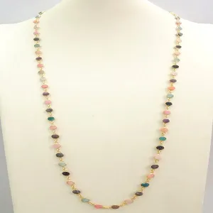 Multi-color Agate Druzzy Geode Stone Jeweled Chain Necklace