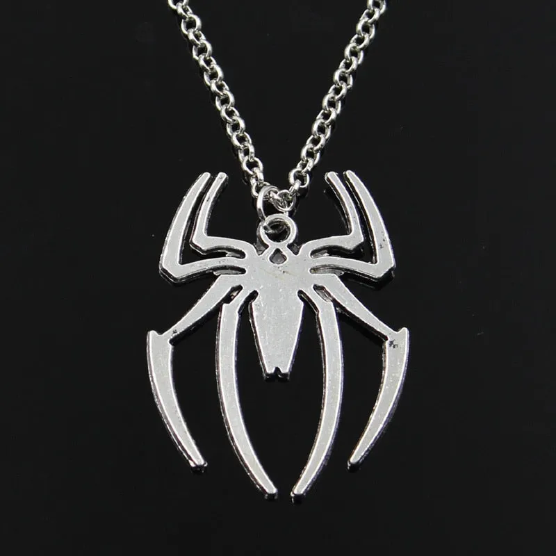 New Fashion Spider Halloween Pendants Round Cross Chain Short Long Mens Womens Silver Color Necklace Jewelry Gift