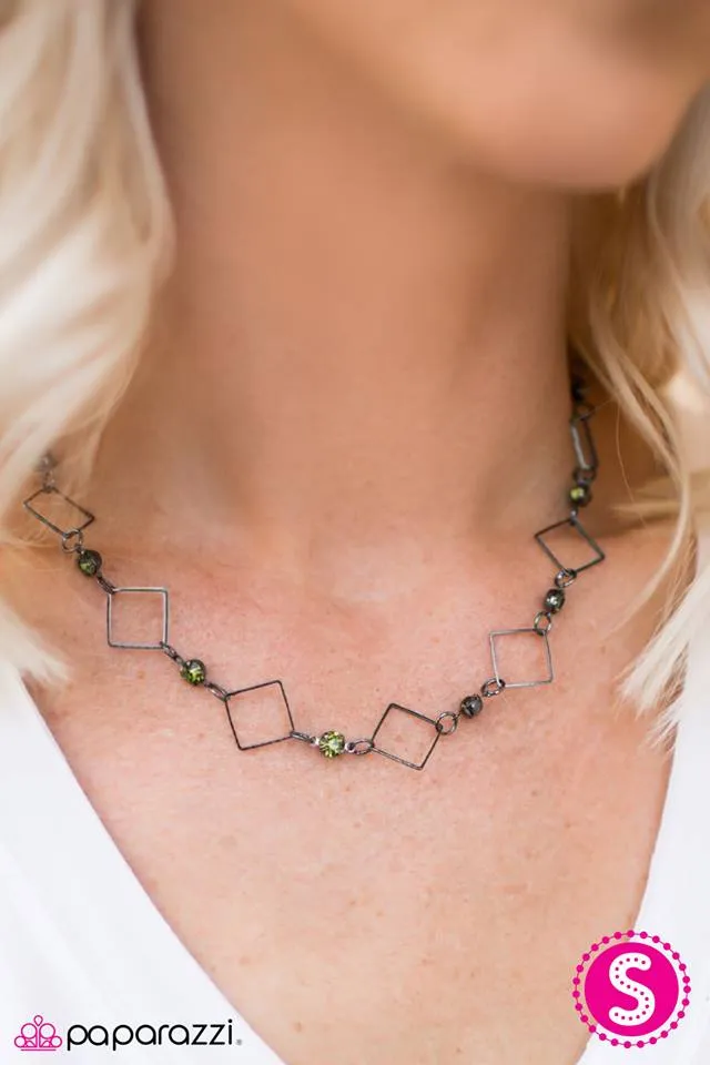 Open Door Jewelry - City Block - Green Necklace -Paparazzi Accessories