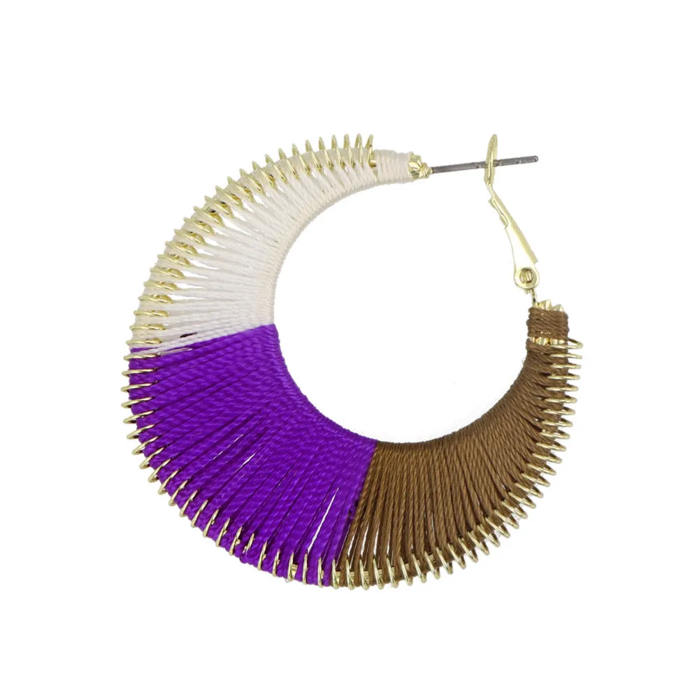 Woven Thread Hoop Earrings